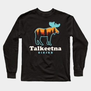 Talkeetna Alaska Moose Retro Outdoors Long Sleeve T-Shirt